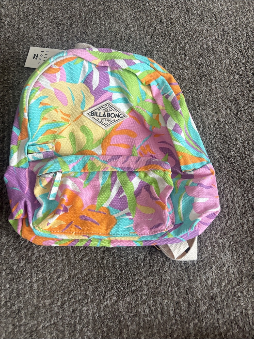Billabong Kids Pastel Tropical Leaf Backpack - Pink, Mint, Lavender, Orange